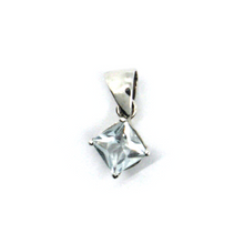 Load image into Gallery viewer, solid 18k white gold princess cut 1 carat 6.5mm natural aquamarine pendant.
