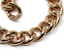 Load image into Gallery viewer, 18k rose gold bracelet big ondulate rounded gourmette cuban curb links 9.5 mm.
