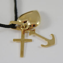 Load image into Gallery viewer, 18K YELLOW GOLD FAITH HOPE CHARITY PENDANT CHARM 22 MM SMOOTH MADE IN ITALY
