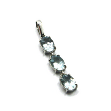 Load image into Gallery viewer, solid 18k white gold triple oval natural aquamarine carats 2.10, 29mm pendant.
