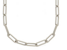 Load image into Gallery viewer, 18K WHITE GOLD CHAIN ROUNDED OVAL PAPER CLIP 3x9mm LINK, 16&quot; 40cm, ITALY MADE.
