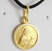 Load image into Gallery viewer, 18k yellow gold St Saint Francis Francesco Assisi medal, made in Italy, 13 mm.
