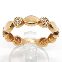 Load image into Gallery viewer, 18k rose gold band ring, cubic zirconia, alternate flowers and petals.
