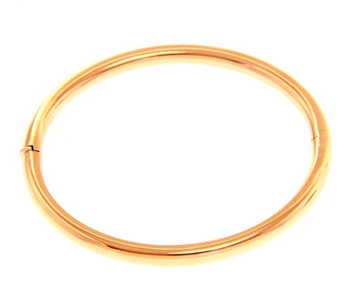 18K ROSE GOLD BRACELET RIGID BANGLE, 5mm OVAL ROUNDED TUBE SMOOTH.