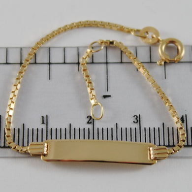 18k yellow gold kids bracelet 5.90 engraving plate, venetian link made in Italy.