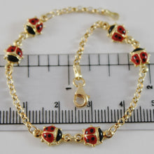 Load image into Gallery viewer, 18k yellow gold girl bracelet 7.10 glazed ladybird ladybug enamel, made in Italy.
