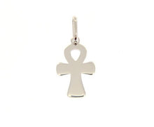 Load image into Gallery viewer, SOLID 18K WHITE GOLD CROSS, FLAT CROSS OF LIFE, ANKH SHINY 1 INCH MADE IN ITALY
