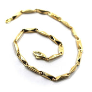 18K YELLOW GOLD BRACELET ROUNDED ALTERNATE OVAL PYRAMIDAL DOTTED TUBE LINKS 8.3