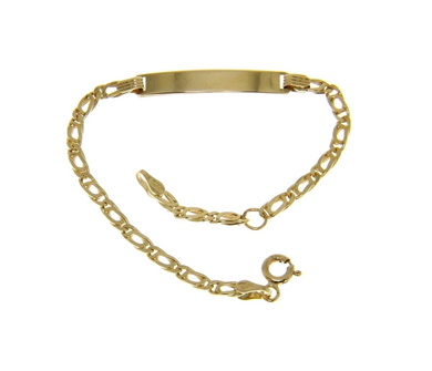 18k yellow gold boy girl baby bracelet engraving plate tiger eye chain 5.5-6.3