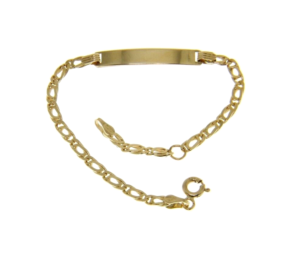 18k yellow gold boy girl baby bracelet engraving plate tiger eye chain 5.5-6.3