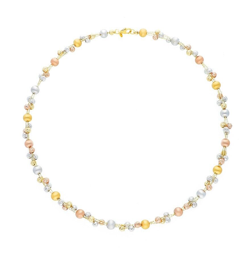 18k yellow white rose gold three wires necklace, 17