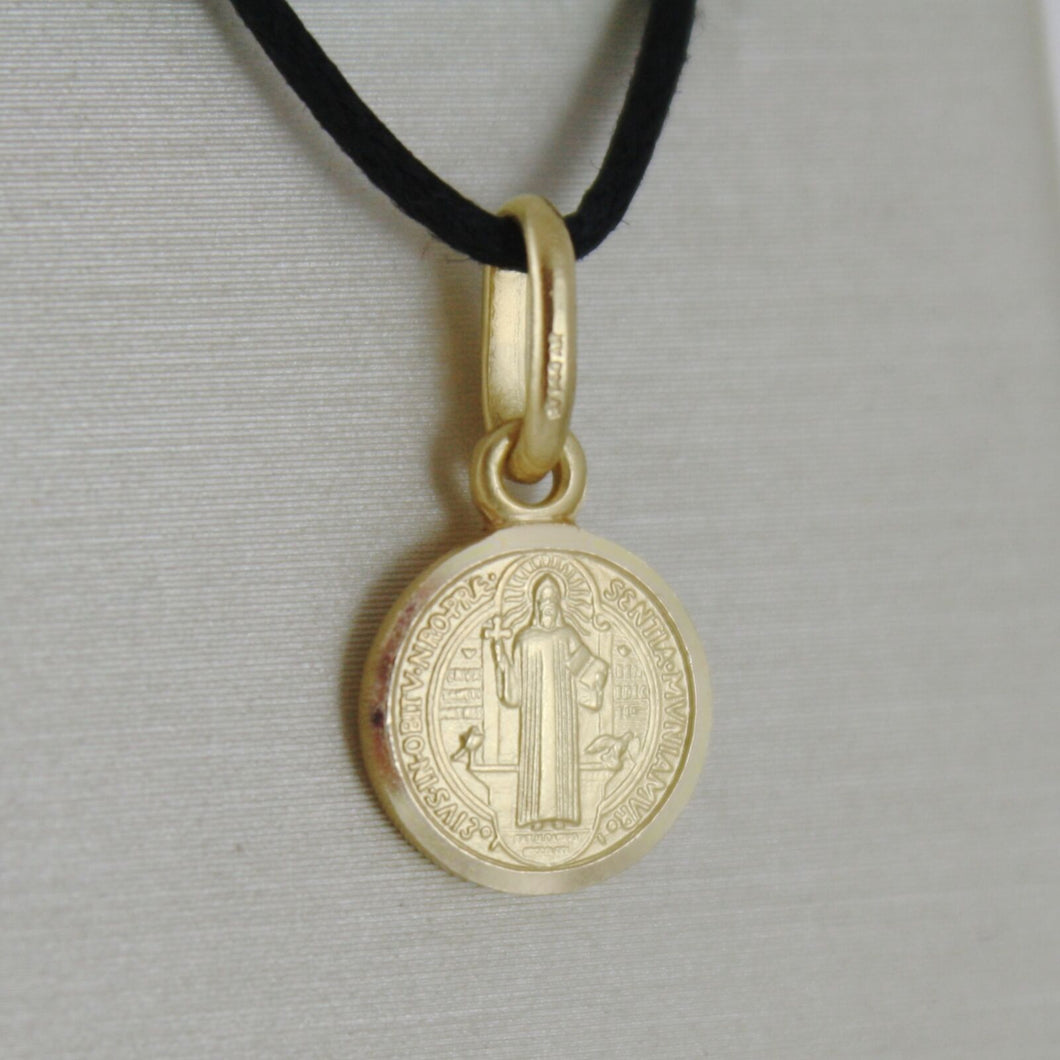 solid 18k yellow gold St Saint Benedict small 9 mm medal pendant with Cross