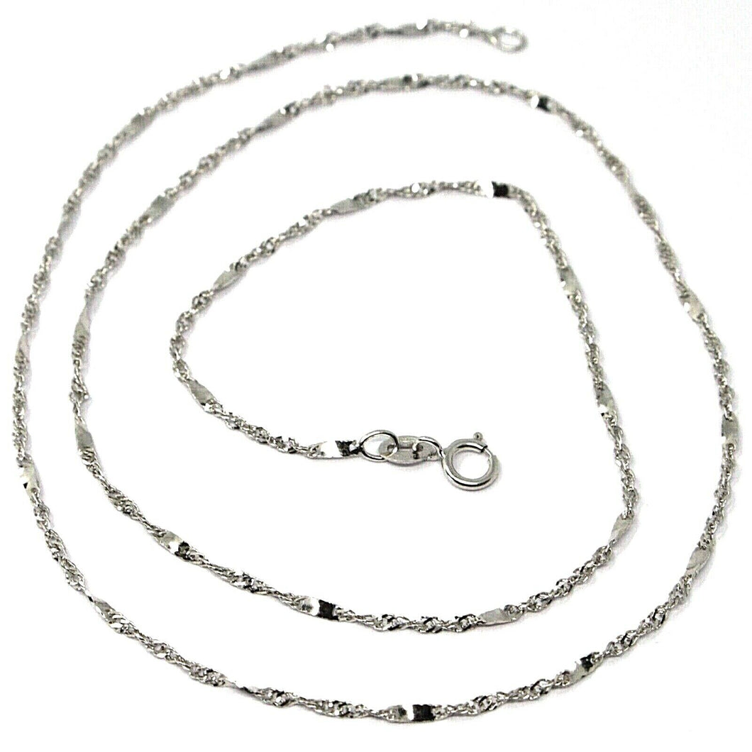 18k white gold chain, 1.5 mm singapore rope spiral alternate link, 19.7 inches