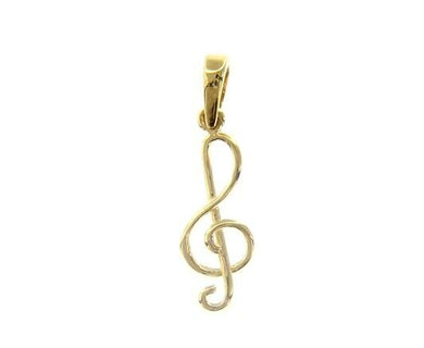 18K YELLOW GOLD PENDANT TREBLE CLEF SMALL VIOLIN KEY 11mm 0.43