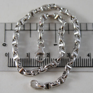 18k white gold 3 mm navy mariner sailor bracelet 7.50 inches 19 cm made in Italy.