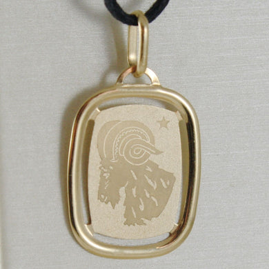 solid 18k yellow gold zodiac sign medal pendant, zodiacal, aries, made in Italy.