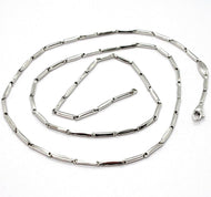 18k white gold chain mini bone tube link 1.5 mm, 20 inches, made in Italy.