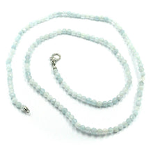 Load image into Gallery viewer, 18k white gold necklace 31.5&quot;, 80cm, faceted round aquamarine diameter 3mm.
