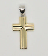 18k white and yellow gold cross stylized very luster made in Italy 1.2 inches.