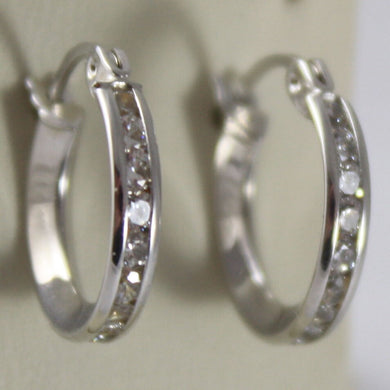 SOLID 18K WHITE GOLD CIRCLE EARRINGS WITH ZIRCONIA, DIAM 0.51