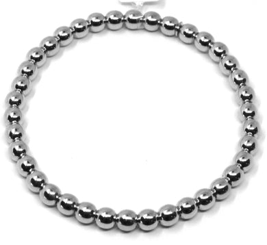 18k white gold bracelet, semirigid, elastic, big 5 mm smooth balls spheres.
