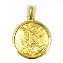 Load image into Gallery viewer, SOLID 18K YELLOW GOLD SAINT MICHAEL ARCHANGEL 19 MM MEDAL, PENDANT MADE IN ITALY
