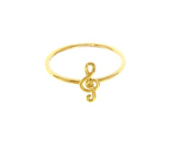 18K YELLOW GOLD SMOOTH RING, TREBLE CLEF, VIOLIN KEY, 10mm 0.4