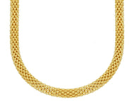 18k yellow gold basket rounded big 5mm tubular basket popcorn chain necklace 18