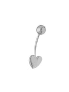 18K WHITE GOLD PIERCING BARBELL CURVE BANANA BELLY BODY WITH 6mm HEART ZIRCONIA.