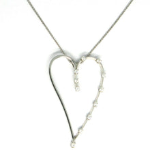 Load image into Gallery viewer, 18k white gold necklace, big heart pendant, 0.44 carats diamonds, ear chain.
