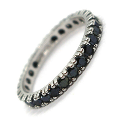 18k white gold eternity band ring, black cubic zirconia, thickness 3 mm.