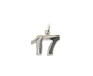 18k white gold number 17 seventeen small pendant charm, 0.4
