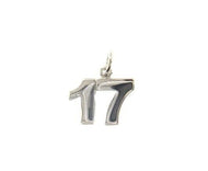 18k white gold number 17 seventeen small pendant charm, 0.4