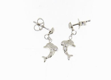 18k white gold earrings with very shiny dolphin worked made in Italy 0.51 inches.