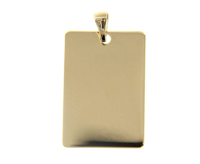 18K YELLOW GOLD MEDAL PENDANT, SQUARE, SMOOTH, 17x24mm possibility of engraving.