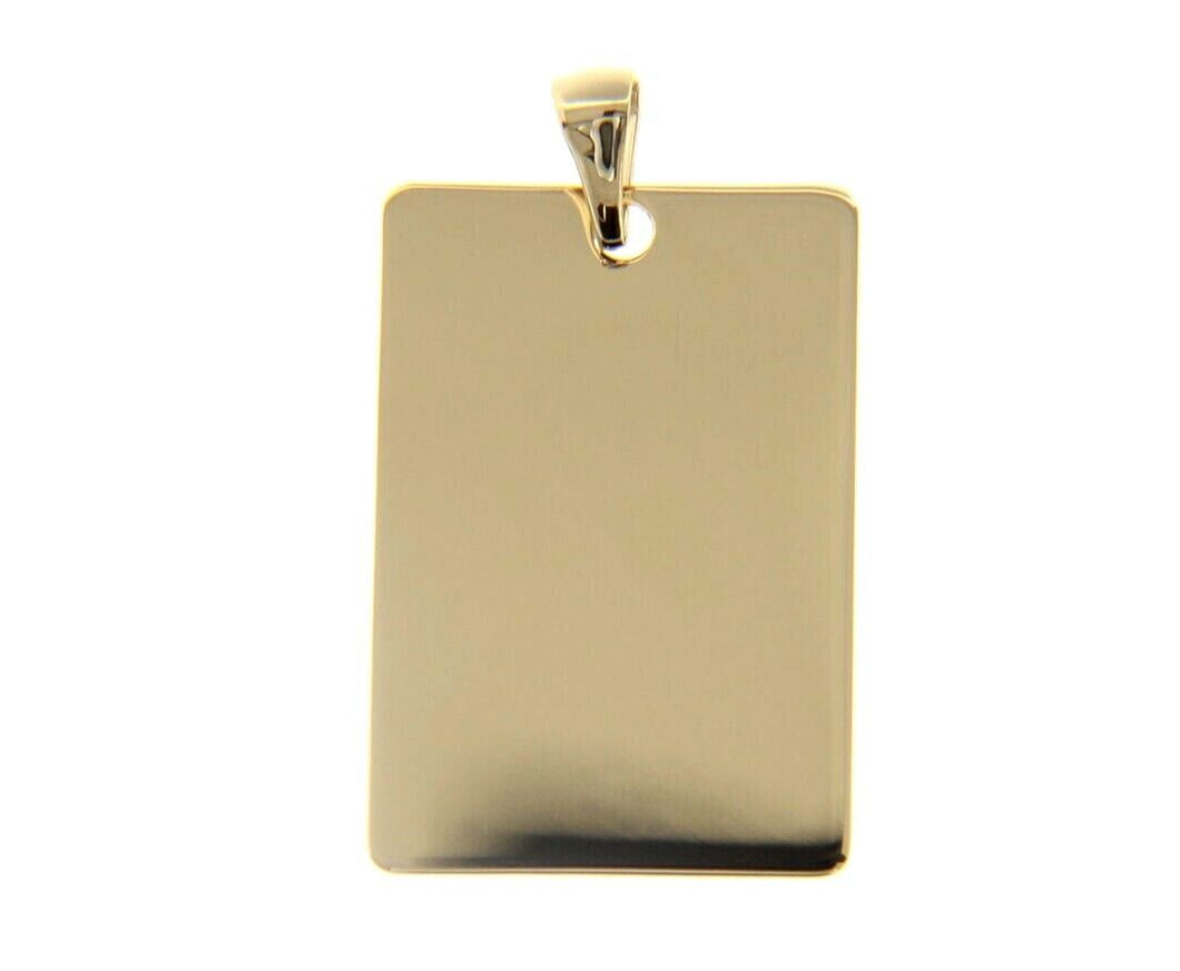 18K YELLOW GOLD MEDAL PENDANT, SQUARE, SMOOTH, 17x24mm possibility of engraving.