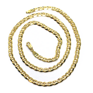 solid 18k yellow gold chain flat boat mariner oval nautical big 5mm link, 50 cm 20
