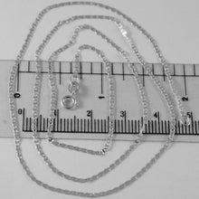 Load image into Gallery viewer, 18k white gold chain mini oval flat link 1 mm width 15.75 inches made in Italy.
