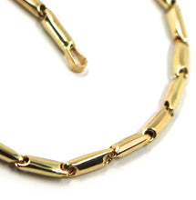 Load image into Gallery viewer, 18K YELLOW GOLD CHAIN NECKLACE ROUNDED ALTERNATE TUBE LINKS, length 60 cm, 24&quot;.
