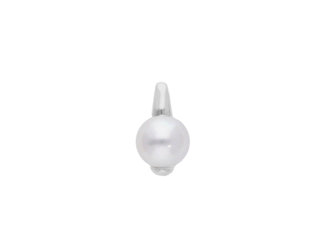 18k white gold pendant charm with round freshwater white pearl 7.5-8 mm.