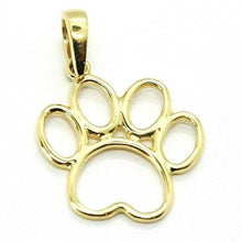 Load image into Gallery viewer, SOLID 18K YELLOW GOLD SMALL 15mm 0.6&quot; CAT DOG PAWPRINT PAW PENDANT, ITALY MADE.
