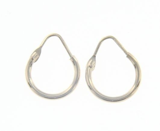 18k white gold round circle earrings diameter 10 mm width 1.7 mm, made in Italy