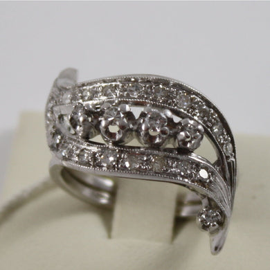 18k white gold eternity ring wave with diamonds, ct 0.45 made in Italy.