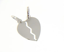 Load image into Gallery viewer, 18k white gold double broken heart pendant charm engravable made in Italy.
