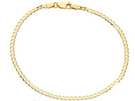 SOLID 9K YELLOW GOLD THIN 2.5mm CUBAN CURB GOURMETTE BRACELET, LENGTH 8.3