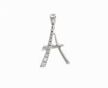 Load image into Gallery viewer, 18k white gold pendant charm initial A letter A and cubic zirconia.
