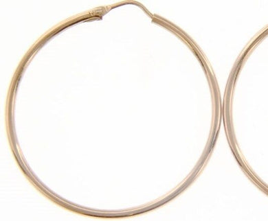 18k rose gold round circle earrings diameter 30 mm width 1.7 mm, made in Italy.