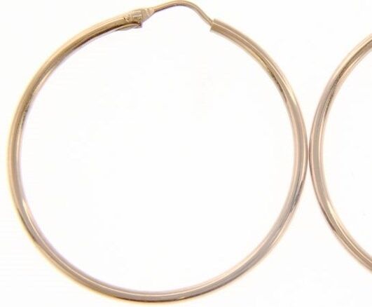 18k rose gold round circle earrings diameter 30 mm width 1.7 mm, made in Italy