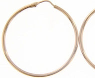 18k rose gold round circle earrings diameter 30 mm width 1.7 mm, made in Italy.
