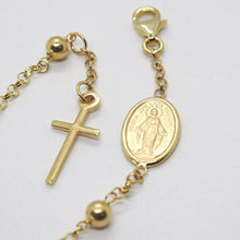 Load image into Gallery viewer, 18k yellow gold rosary bracelet, 3 mm spheres, Cross &amp; miraculous medal.
